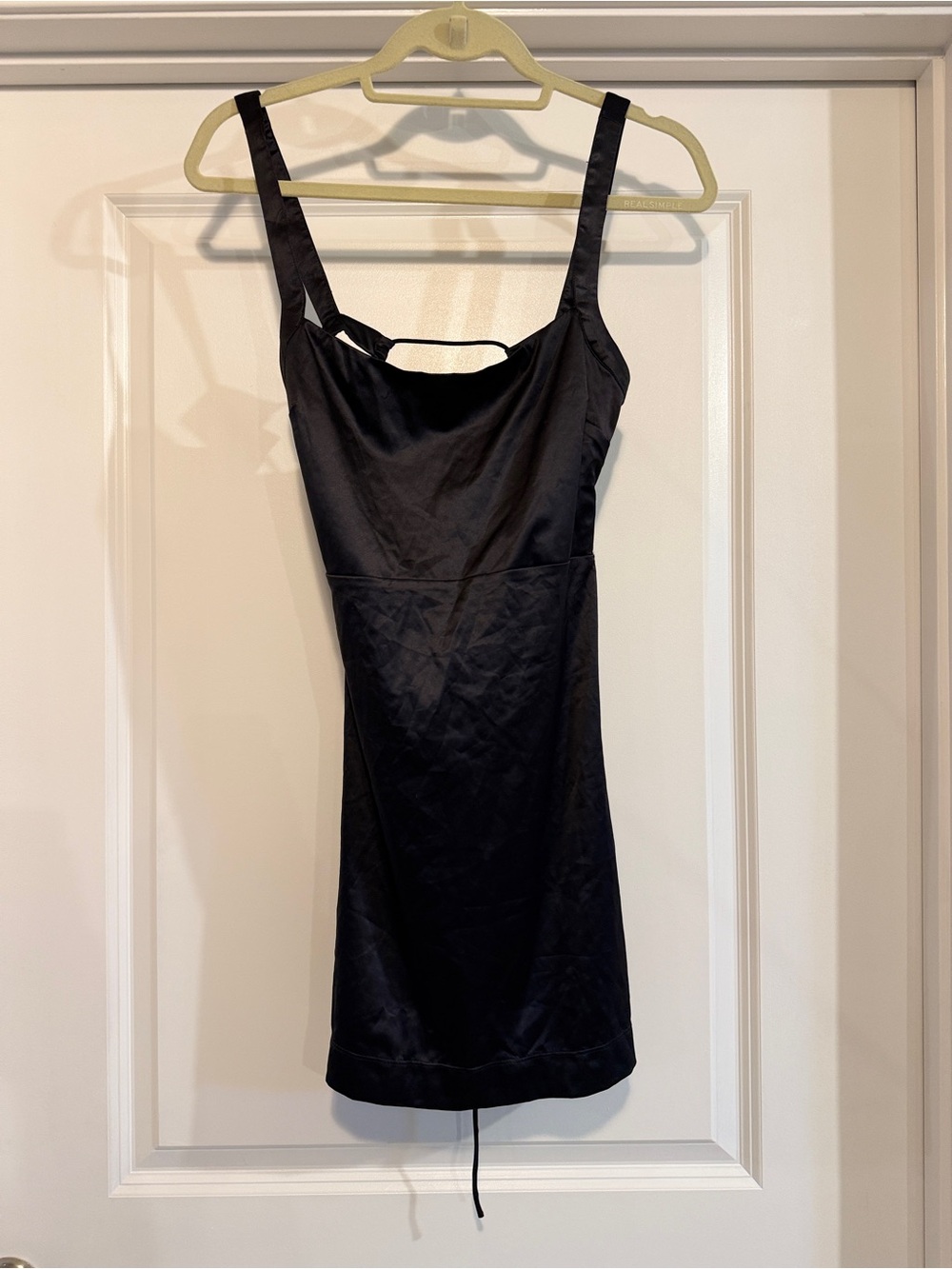 Intimately Free People Black Satin Cut Out Back Mini Dress XS